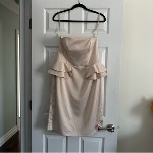 Size 10 Jolie Silk Like Cream Mini Dress with Boning and Ruffles
